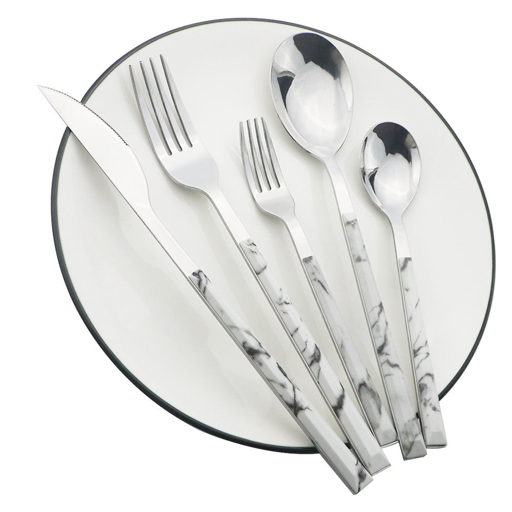 Imitation Wood Handle Cutlery Set Western Stainless Steel Tableware Set