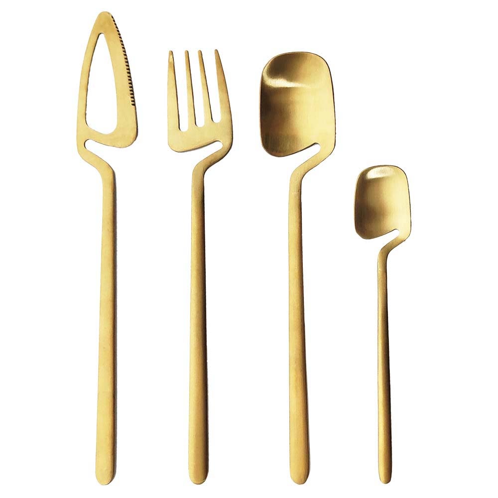 8pcs/2Set Matte Black Dinnerware Sets Kitchen Decor Spoon Fork Knife Tableware Set Gold Cutlery