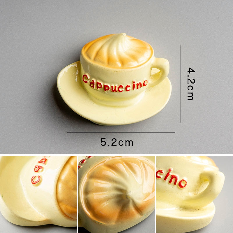 home decoration 3D food macarone coffee refrigerator paste magnetic Coffee cake kettle fridge magnet collection gifts