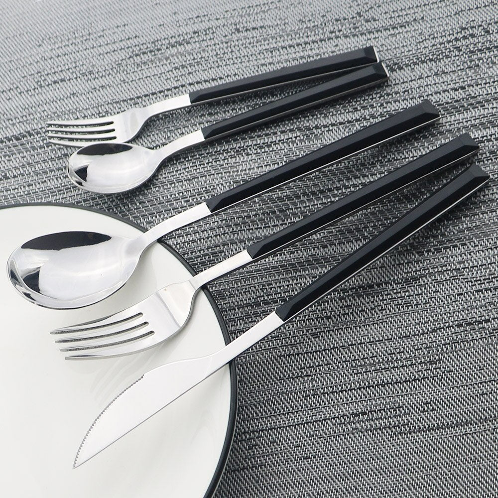 Wooden Handle Cutlery Set Stainless Steel Knife Fork Dinnerware Set Coffee Tea Spoon Kitchen Silverware Tableware Set