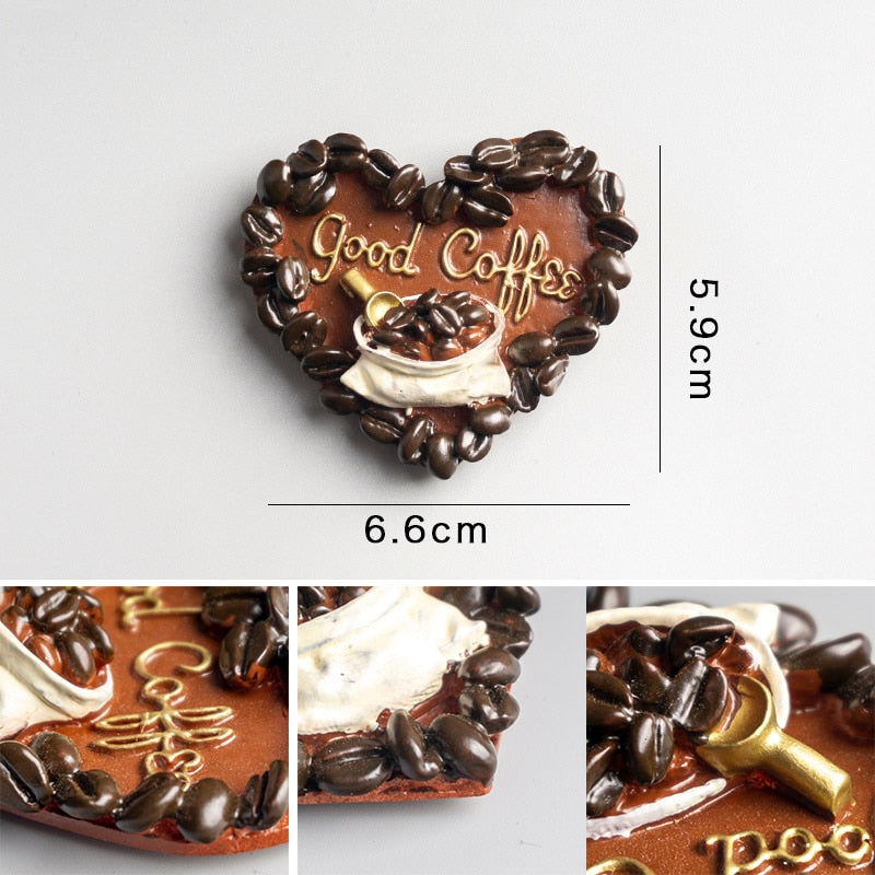 home decoration 3D food macarone coffee refrigerator paste magnetic Coffee cake kettle fridge magnet collection gifts