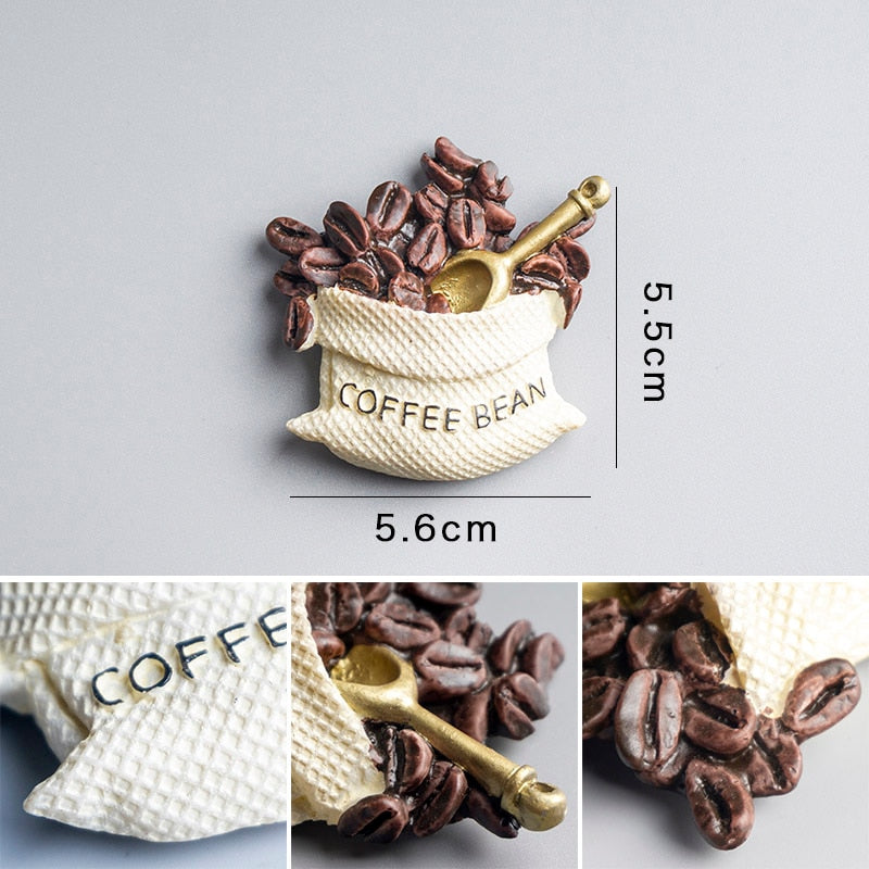 home decoration 3D food macarone coffee refrigerator paste magnetic Coffee cake kettle fridge magnet collection gifts