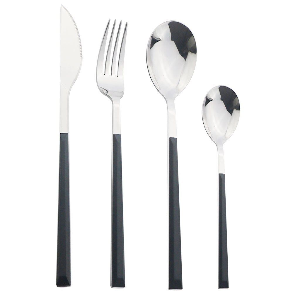 Wooden Handle Cutlery Set Stainless Steel Knife Fork Dinnerware Set Coffee Tea Spoon Kitchen Silverware Tableware Set