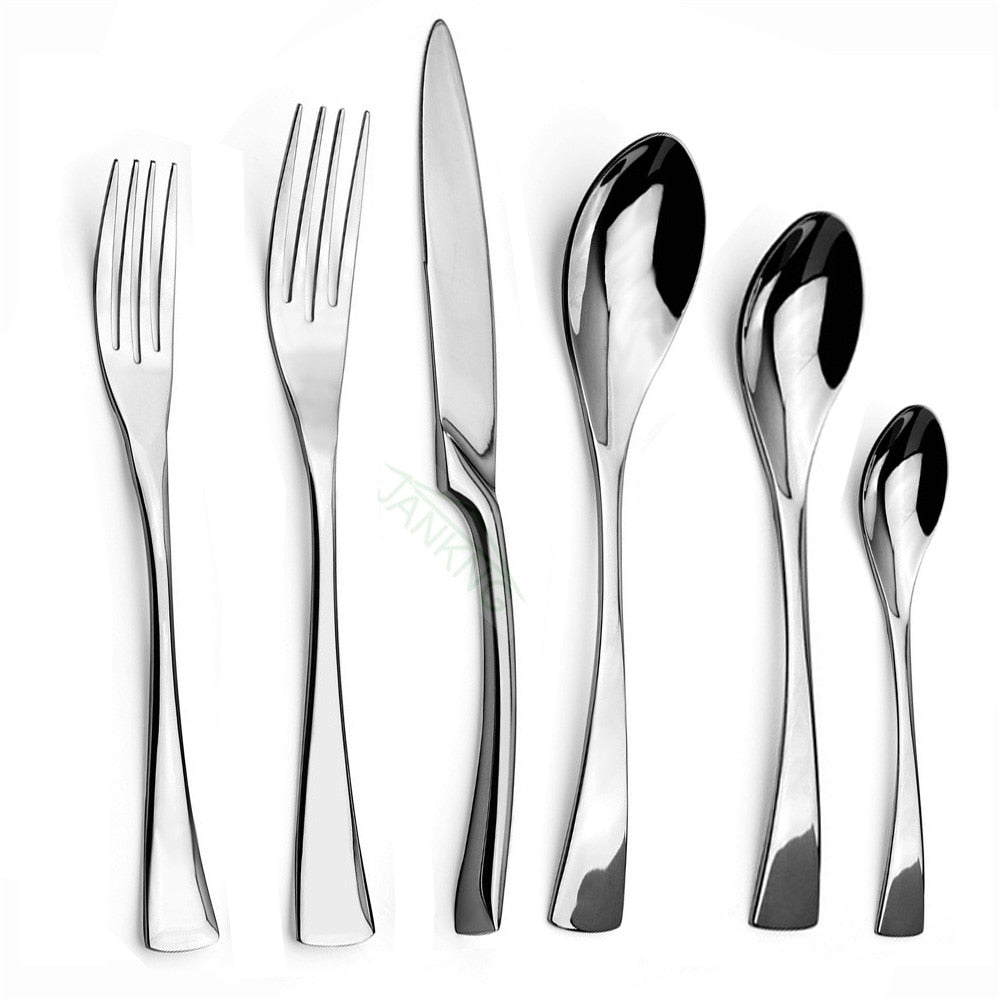 Silverware Creative Flatware Mirror Silver Cutlery 304 Stainless Steel Dinnerware Steak Knife Forks