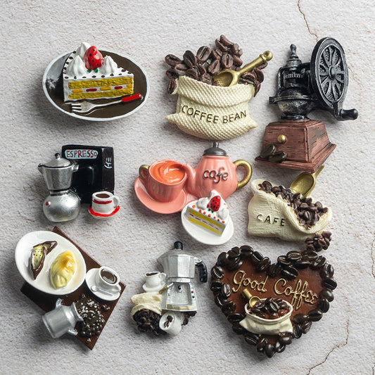 home decoration 3D food macarone coffee refrigerator paste magnetic Coffee cake kettle fridge magnet collection gifts