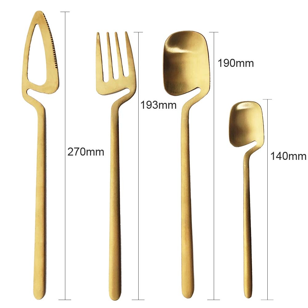 8pcs/2Set Matte Black Dinnerware Sets Kitchen Decor Spoon Fork Knife Tableware Set Gold Cutlery