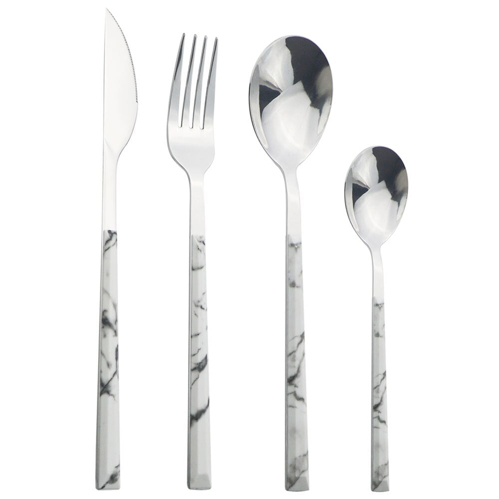 Wooden Handle Cutlery Set Stainless Steel Knife Fork Dinnerware Set Coffee Tea Spoon Kitchen Silverware Tableware Set