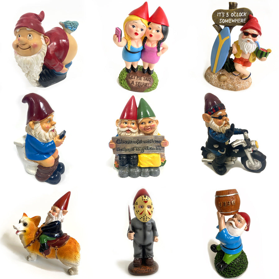 Garden Ornaments Dwarf Resin Crafts Gnome Statue Old Man Resin Ornaments